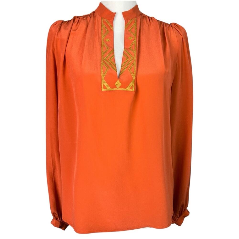 Winter Kate limited edition embroidered silk Anjali plunge blouse Size XS